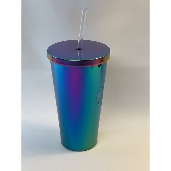 Starbucks Stainless Steel Cold Cup Iridescent 16 fl oz Holographic Purple Green - Picture 4 of 9